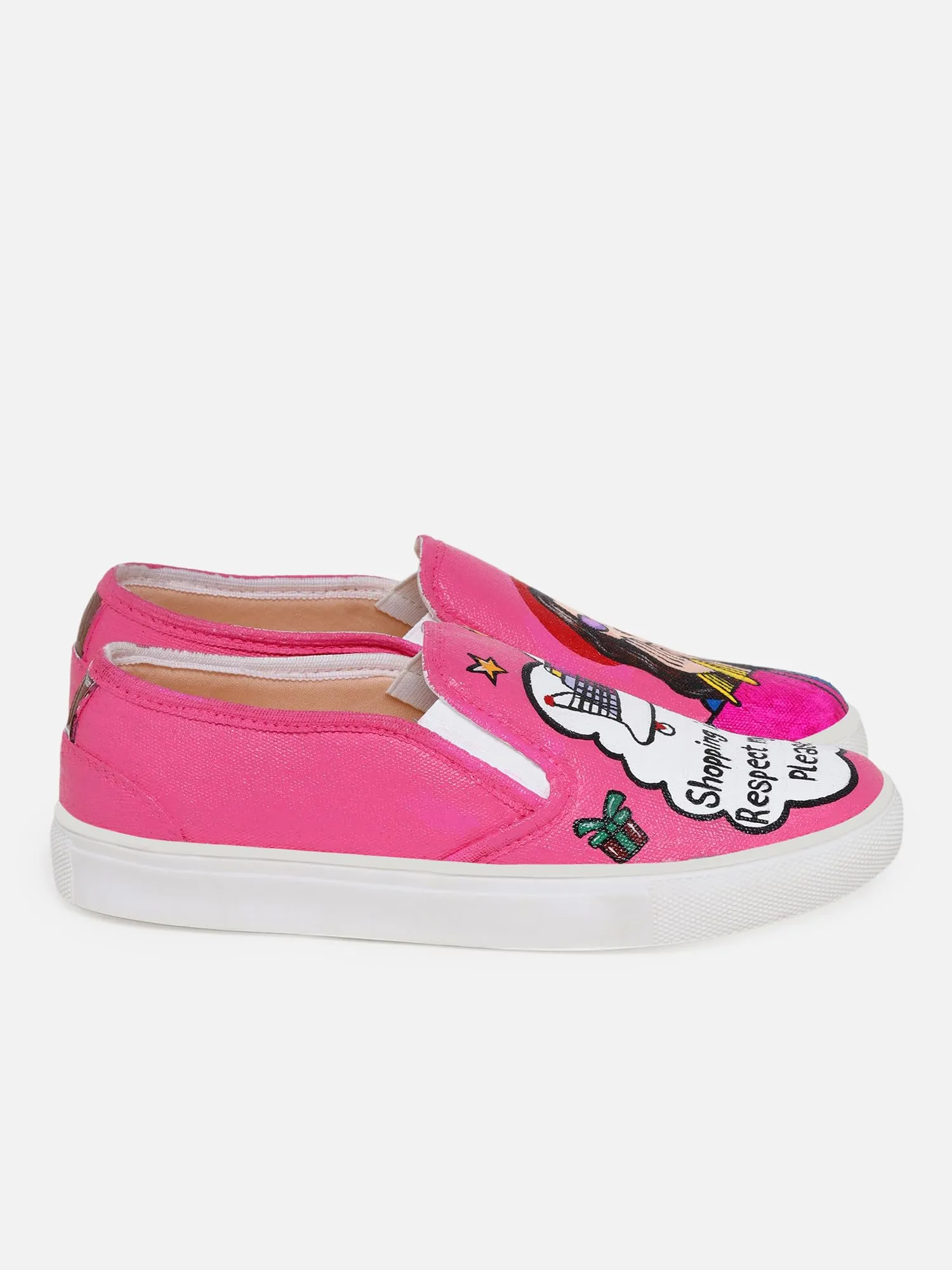 THE QUIRKY NAARI Shopaholic Slipons Stylishly Playful Fit | Pink | 6 UK