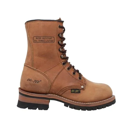 Women's Brown 9" Logger Leather Boots